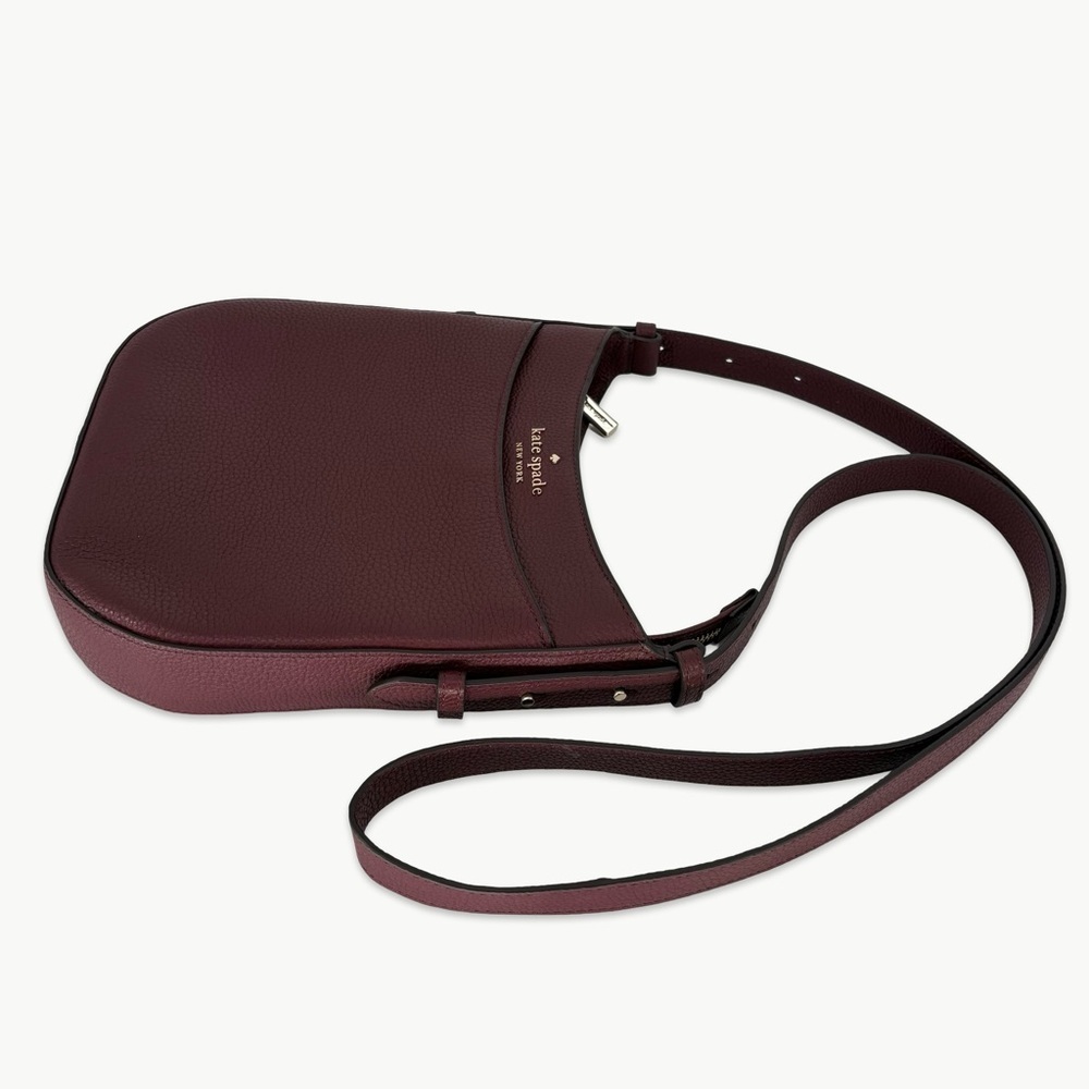 Kate Spade Leila North South Leather Crossbody OS Sherrywood Minimalist Classic - Picture 4 of 16